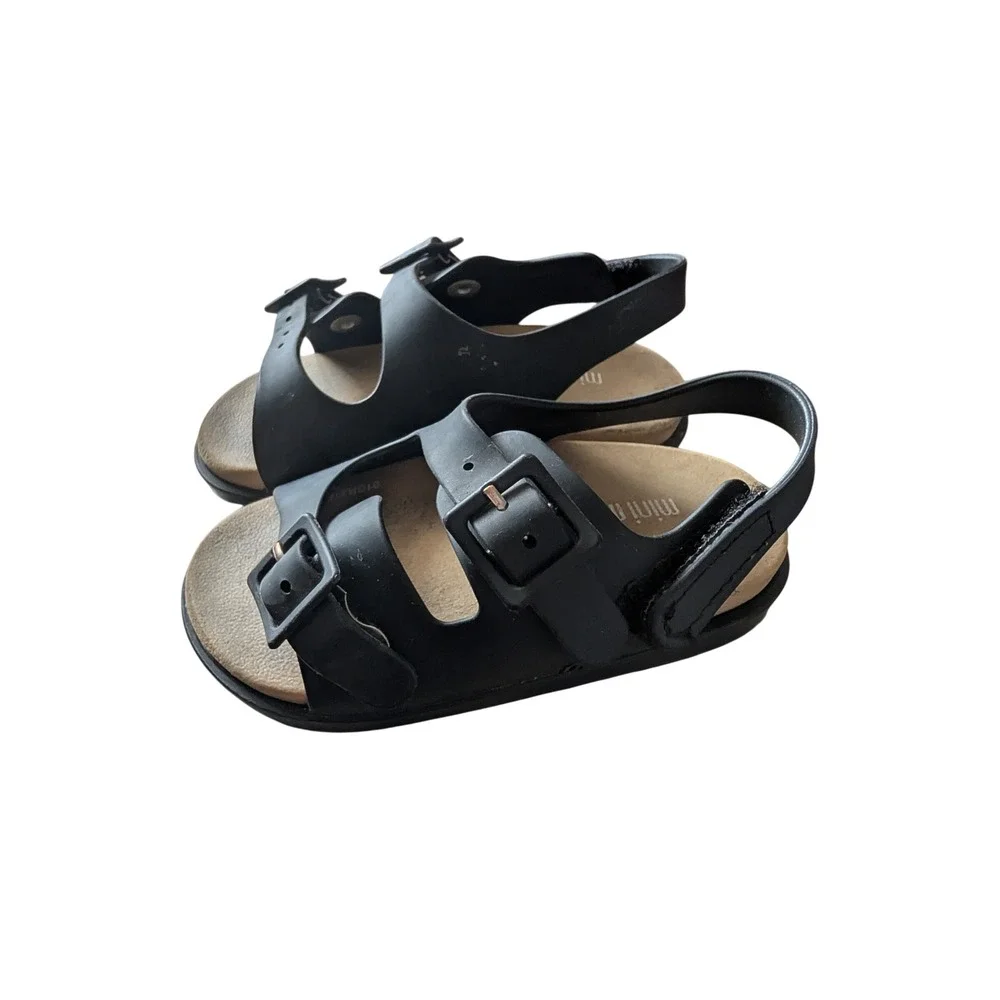 Mini Melissa Kids Black Vegan Double Buckle Jelly Sandals Size 6 USA‎ 21 EUR F1